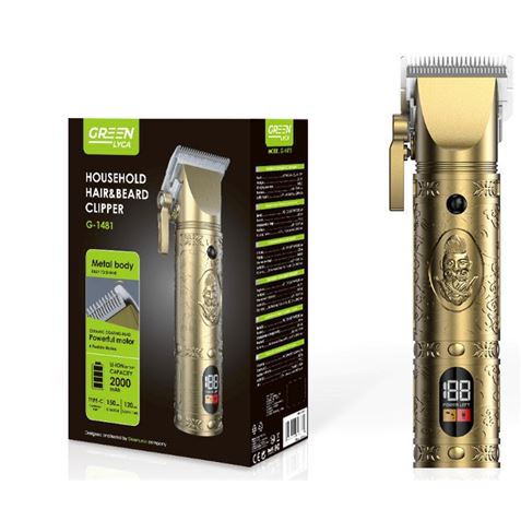 CORTAPELO BATERIA METAL BARBERO CON DISPLAY G-1481 GREEN - G-1481