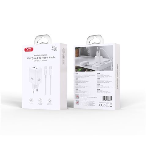 CARGADOR USB+USB-C 45W CON CABLE TIPO-C BLANCO XO - XOCE36TC-1