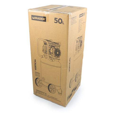 COMPRESOR DE AIRE VERTICAL 50 LITROS | 2HP | 10BAR | SILENCIOSO MADER - 09341-2