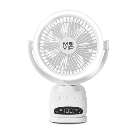 VENTILADOR PORTATIL TIPO CLIP 6" OSCILANTE CON LUZ LED Y BATERÍA MUVIP - MV0665-1