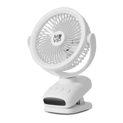 VENTILADOR PORTATIL TIPO CLIP 6" OSCILANTE CON LUZ LED Y BATERÍA MUVIP - MV0665-3