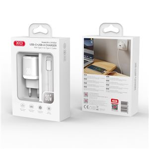CARGADOR CARGA RAPIDA 30W USB-A /USB-C L151 + CABLE TIPO C BLANCO XO - XOL151TC-2