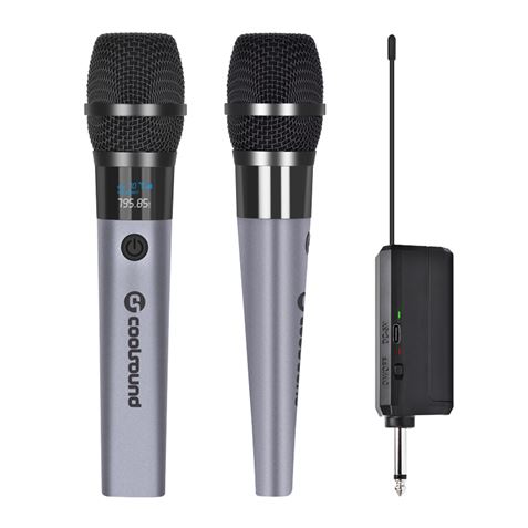 PACK 2 MICROFONOS INALÁMBRICOS UHF CON RECEPTOR Y BATERÍA COOLSOUND - CS0287-1