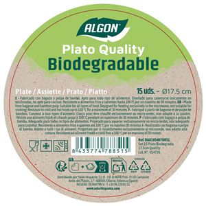 SET 15 PLATOS BIODEGRADABLES 17,5CM ALGON - BA01054078851-1