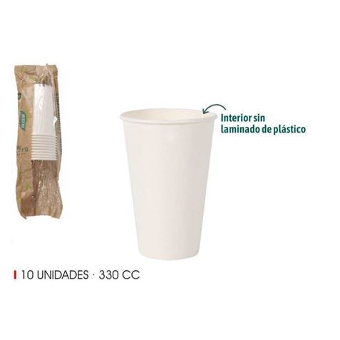 SET 10 VASO BLANCO CARTON 330CC ALGON - BA01054076857
