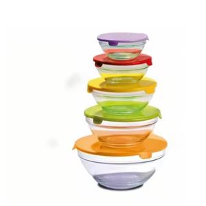 SET 5 BOL VIDRIO HERMETICOS CON TAPA KITCHEN FAMILY
