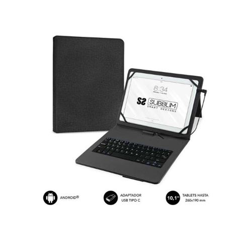 TECLADO CON FUNDA UNIVERSAL PARA TABLETS HASTA 11" NEGRO SUBBLIM - SUB-KT1-USB001