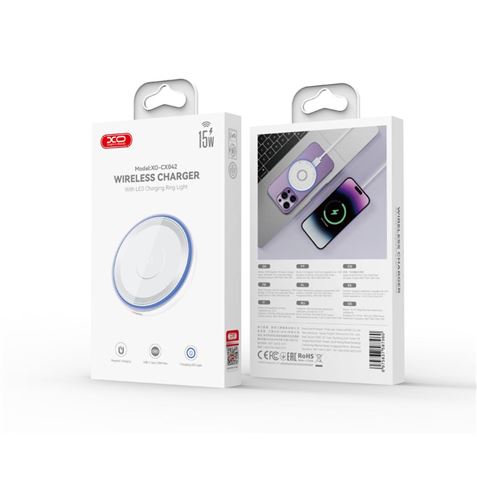 CARGADOR INALAMBRICO 15W CON LED AZUL CX042 XO - XOCX042-1