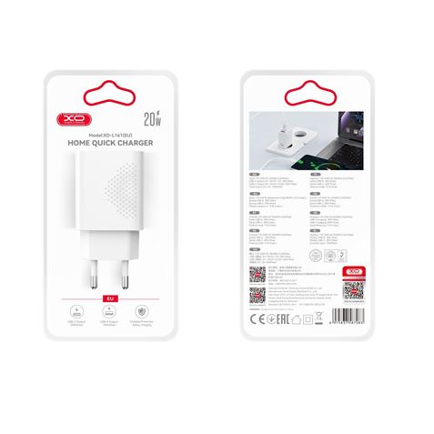 CARGADOR USB CARGA RAPIDA 20W 1X USB-A Y 1X USB-C - XOL161-3