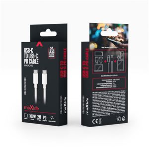 CABLE TIPO C A TIPO C 100W 2M BLANCO MAXLIFE - OEM0101023-3