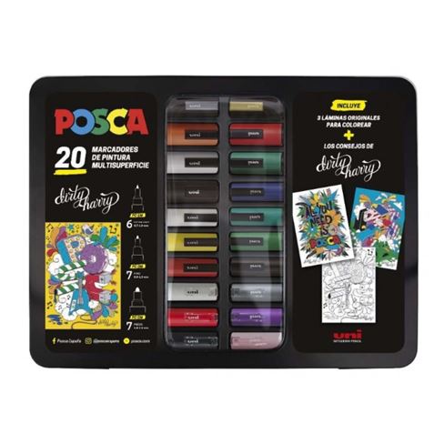 MALETA METALICA CON 20 MARCADORES CON TINTA BASE AGUA COLORES SURTIDOS - 182634820