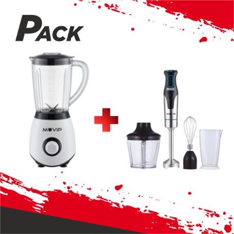 PACK BATIDORA DE VASO 1300W + BATIDORA DE MANO CON ACCESORIOS MUVIP - PACK197-1