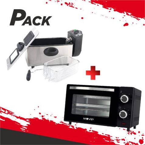 FREIDORA 3 LITROS INOXIDABLE 2000W + HORNO 10 LITROS 650W INOX - PACK217