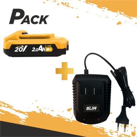 BATERIA 20V 2AH BLIM + CARGADOR DE BATERÍA RÁPIDO 20V BLIM - PACK202
