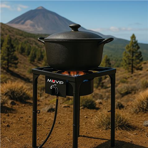 REAC FOGON DE GAS ALTA POTENCIA 1 FUEGO 40X40CM AJUSTABLE 3 ALTURAS MUVIP - MV0633-2