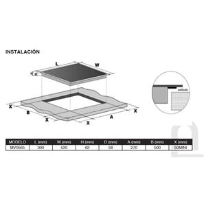 COCINA DE INDUCCIÓN 2 FUEGOS 3300W ENCASTRE + SOBREMESA MUVIP - MV0565-3