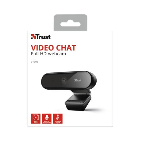 WEBCAM CON MICROFONO FULL HD 1080P TYRO | ENFOQUE AUTO | TRIPODE TRUST - 23637-5