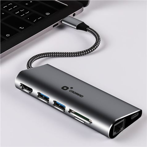 ADAPTADOR TIPO C - HDMI, RJ45, USB 3.0, SD Y TIPO C CROMAD - CR0984-2